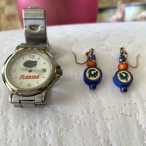 UF Gator Watch and Earrings